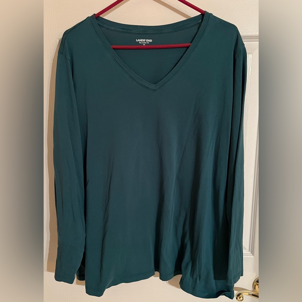 Lands' End Relaxed Fit Dark Green T-Shirt Top